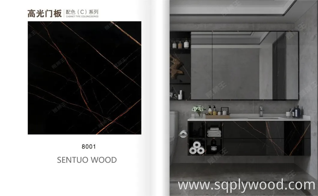 for Interior Wall Panel UV Glossy Laminated Pet Particleboard Melamine MDF